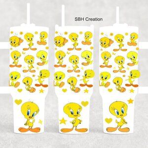 40oz Cartoon Bird Tweety insulated tumbler )like the stanley quencher)